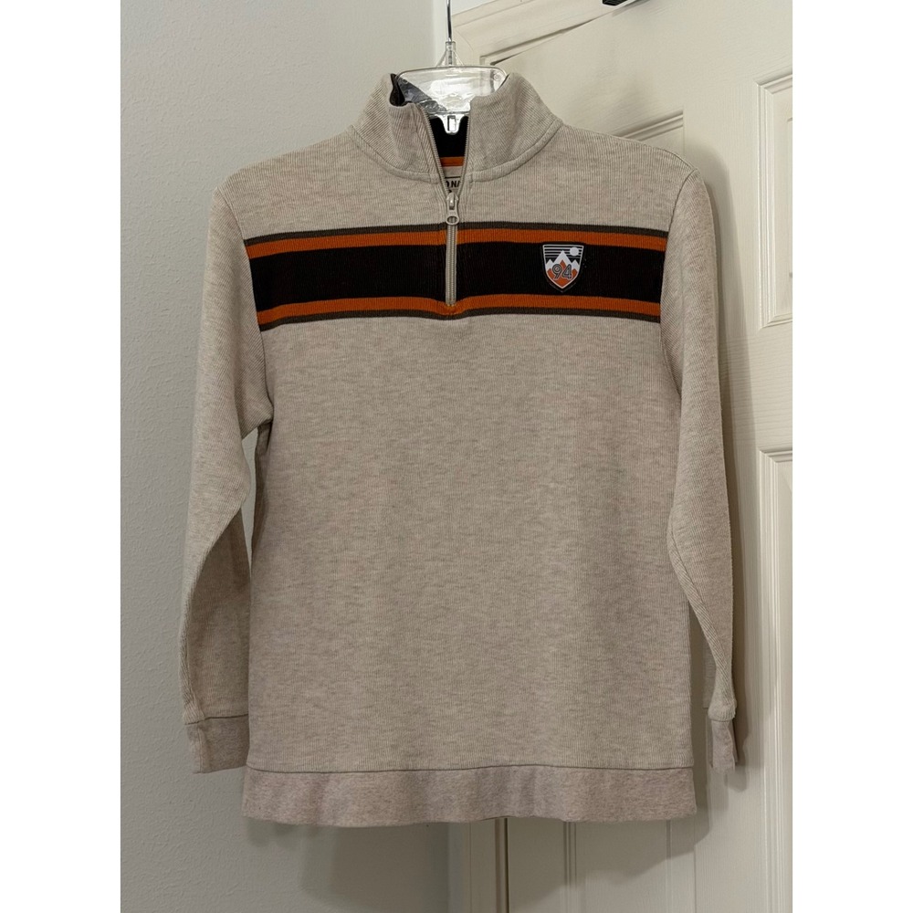 Old Navy Mens L quarter‎ Zip Orange Brown Stripe Retro Y2K Athletic Retro Sport